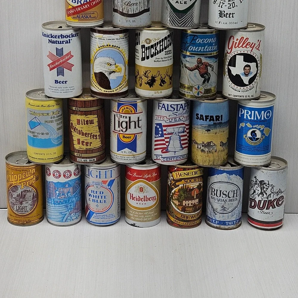 Vintage Beer Can Collection Lot of 24 Simba Henninger Busch Falstaff Empty